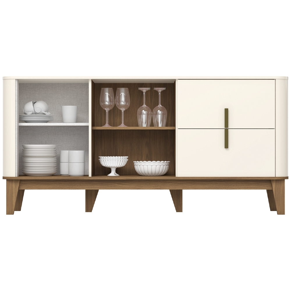 Buffet Aparador 165cm 2 Portas 2 Gavetas Taron Off/Nature H02 - Mpozenato