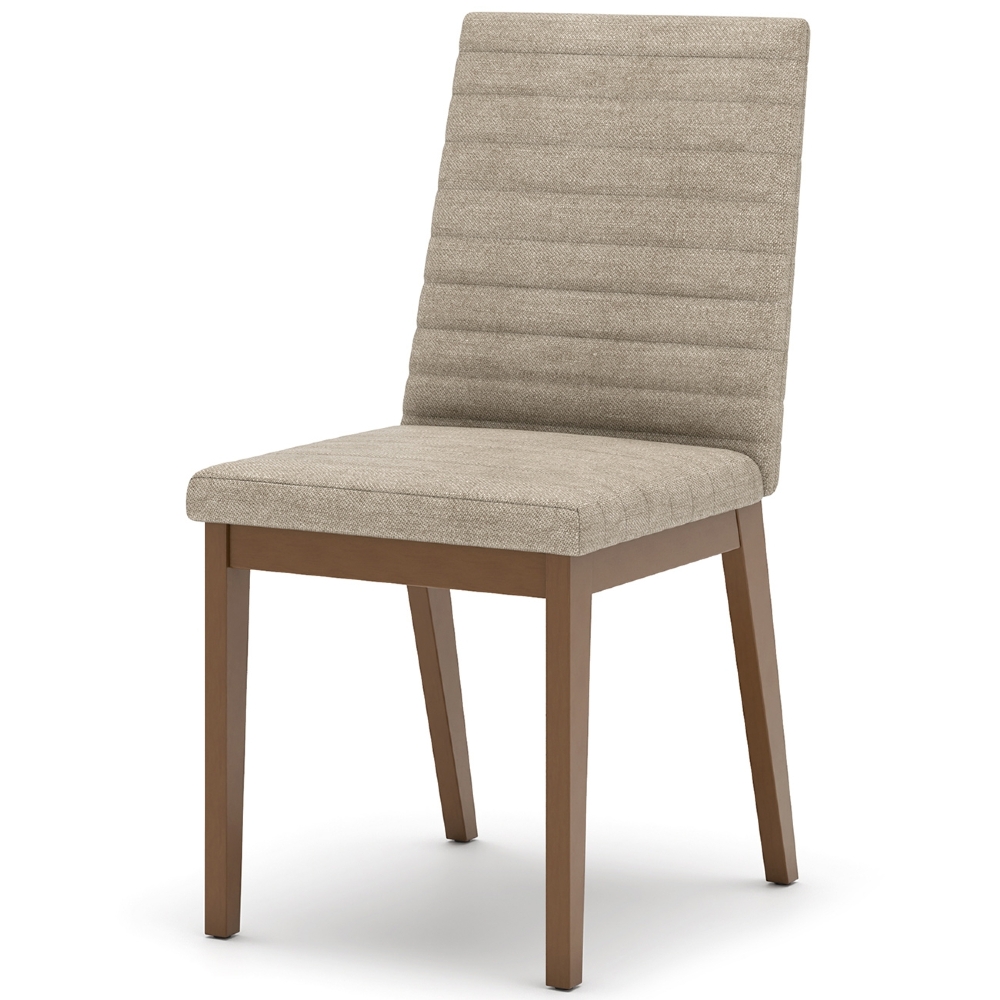 Cadeira Jantar Estofada Pé Madeira Kit 2 Liora Linho Creme H02 - Mpozenato