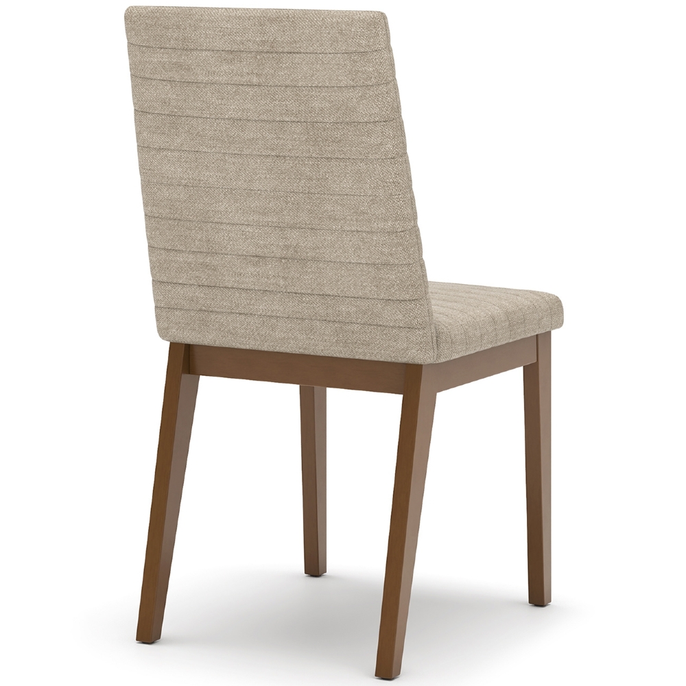Cadeira Jantar Estofada Pé Madeira Kit 4 Liora Linho Creme H02 - Mpozenato