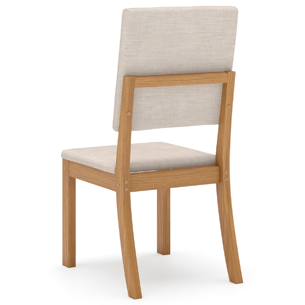 Cadeira Jantar Estofada Pé Madeira Kit 4 Elora Veludo Bege H02 - Mpozenato
