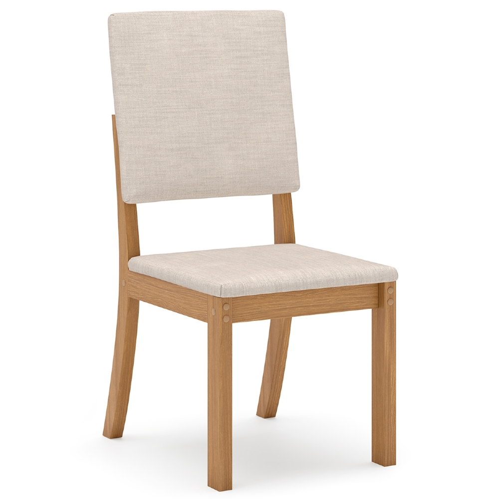 Cadeira Jantar Estofada Pé Madeira Kit 6 Elora Veludo Bege H02 - Mpozenato