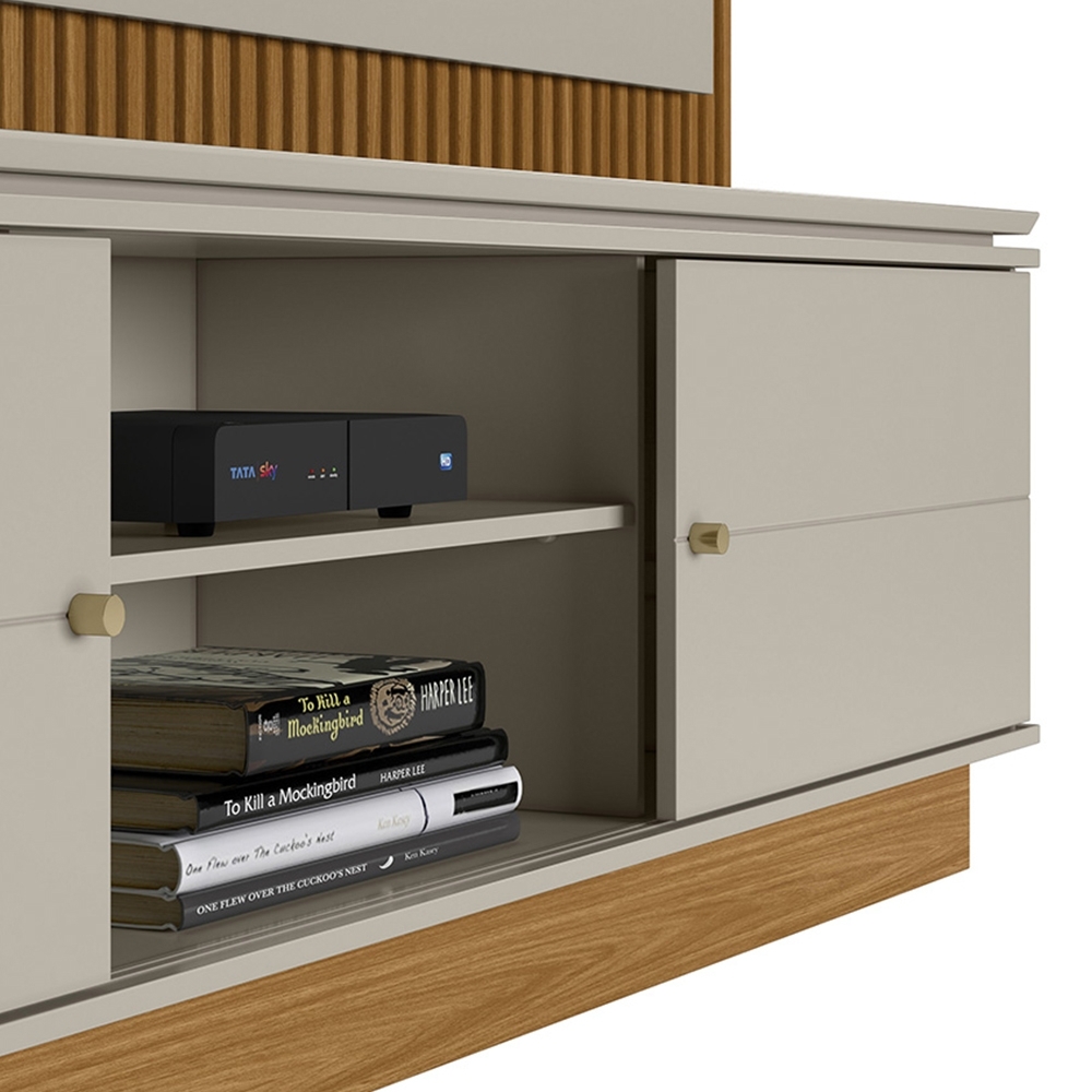 Estante Painel Para TV 75 Pol 215cm Guape Nature/Off L06 - Mpozenato