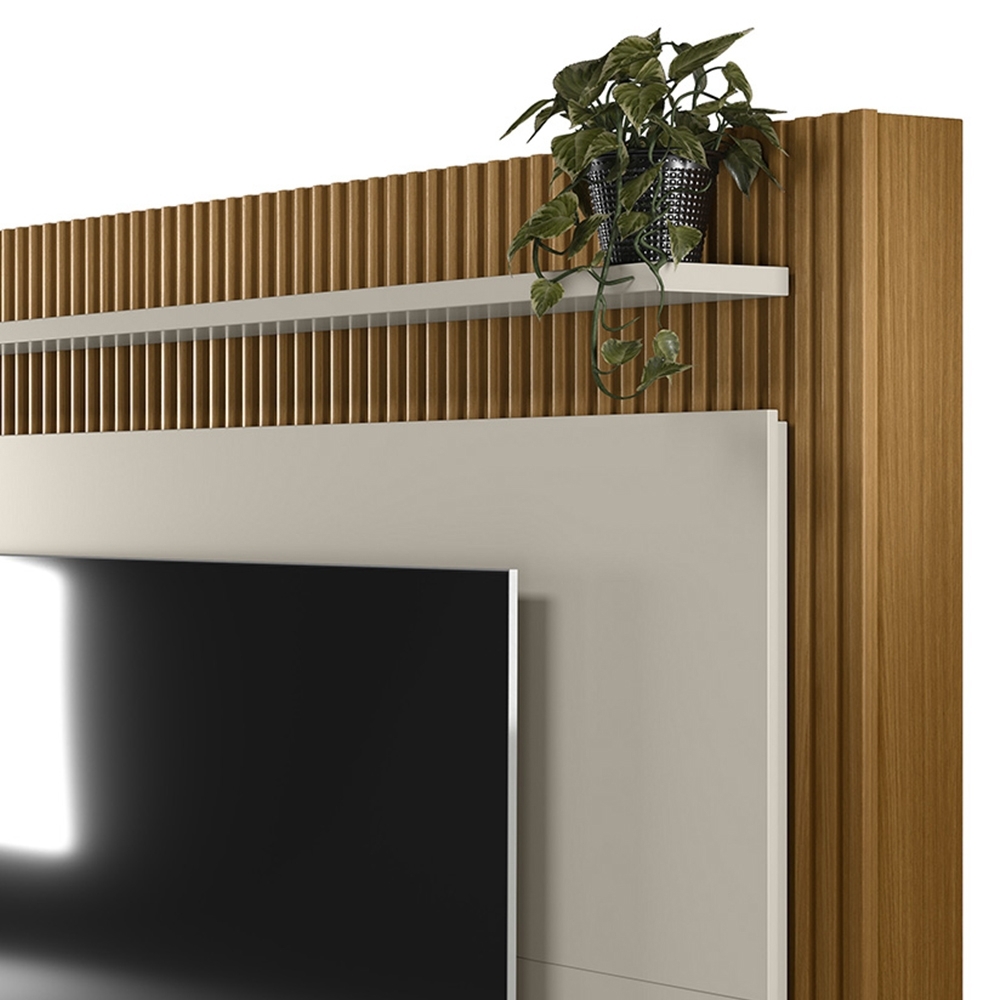 Estante Painel Para TV 75 Pol 215cm Guape Nature/Off L06 - Mpozenato