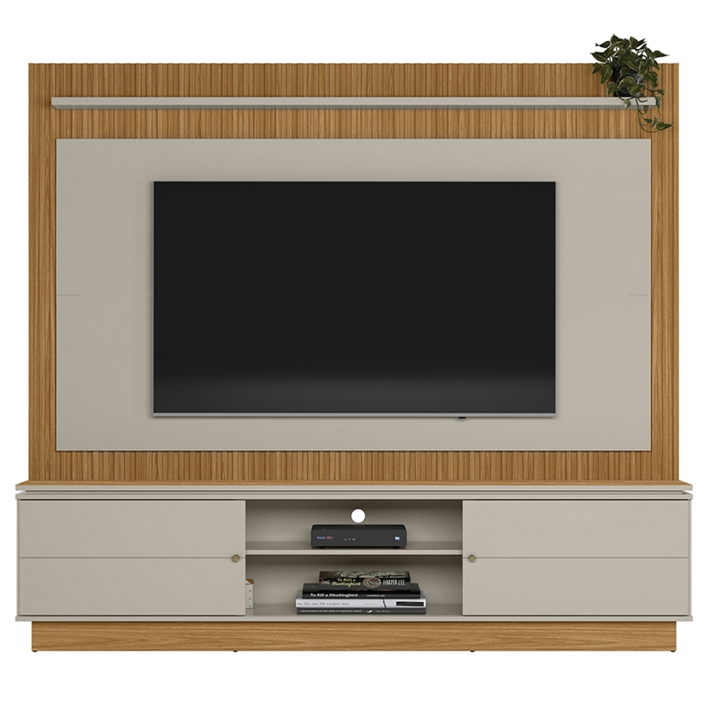 Estante Painel Para TV 75 Pol 215cm Guape Nature/Off L06 - Mpozenato