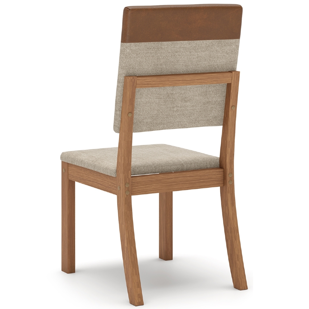 Cadeira Jantar Estofada Pé Madeira Kit 2 Maelis Veludo Creme/Caramelo H02 - Mpozenato