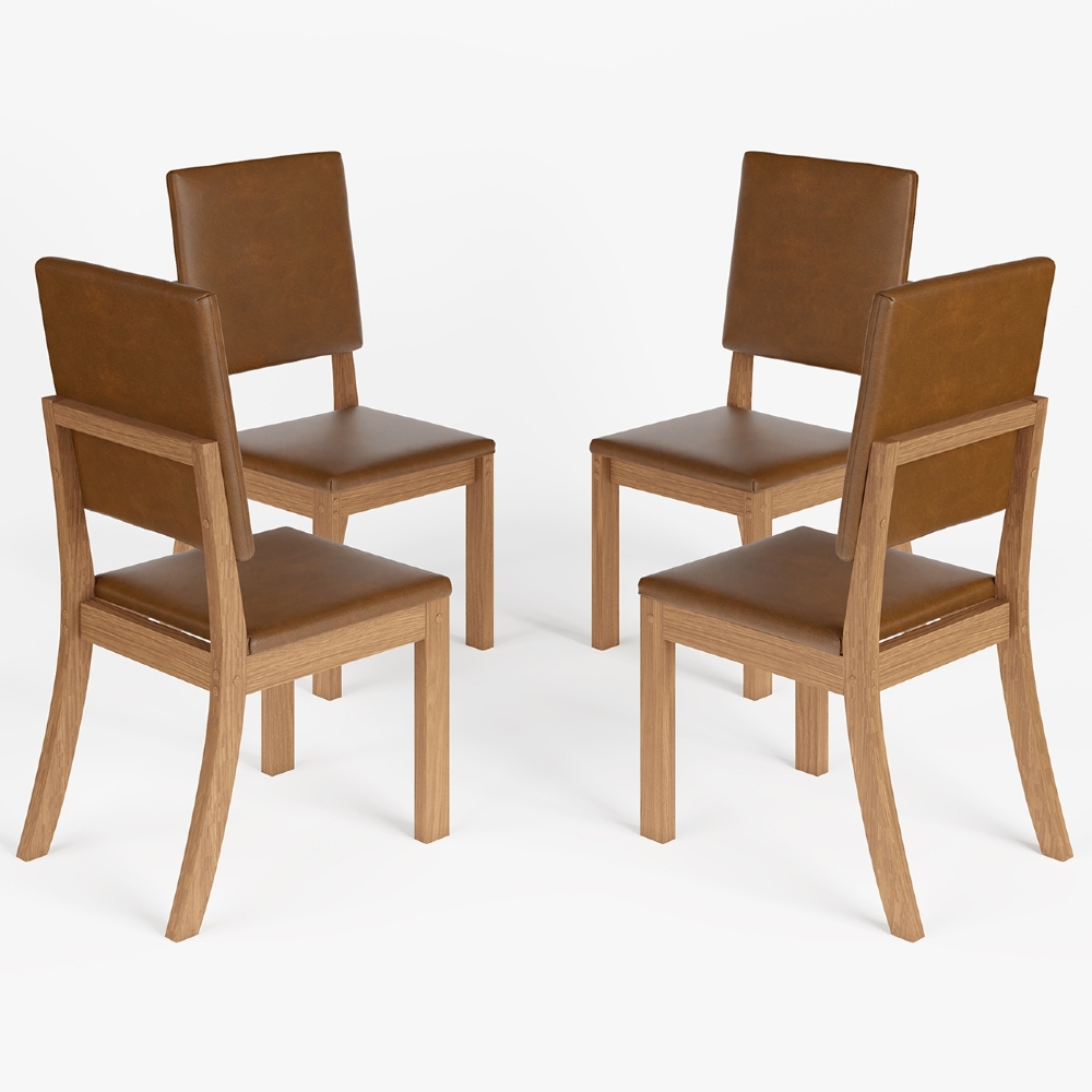 Cadeira Jantar Estofada Pé Madeira Kit 2 Maelis Sintético Caramelo H02 - Mpozenato