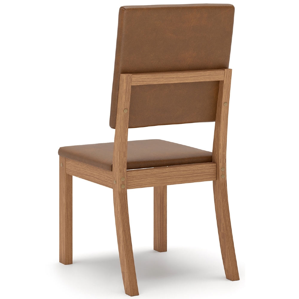 Cadeira Jantar Estofada Pé Madeira Kit 6 Maelis Sintético Caramelo H02 - Mpozenato