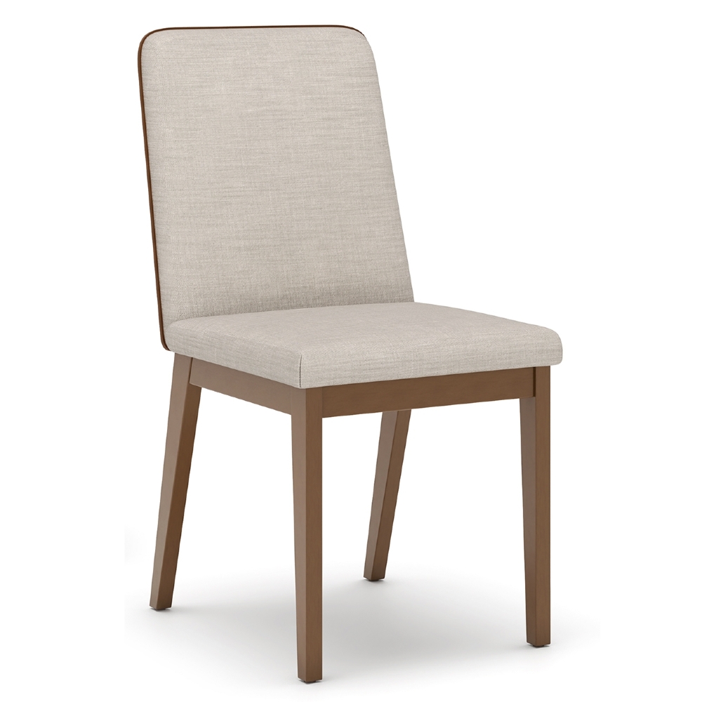 Cadeira Jantar Estofada Pé Madeira Kit 4 Calie Linho Off/Caramelo H02 - Mpozenato