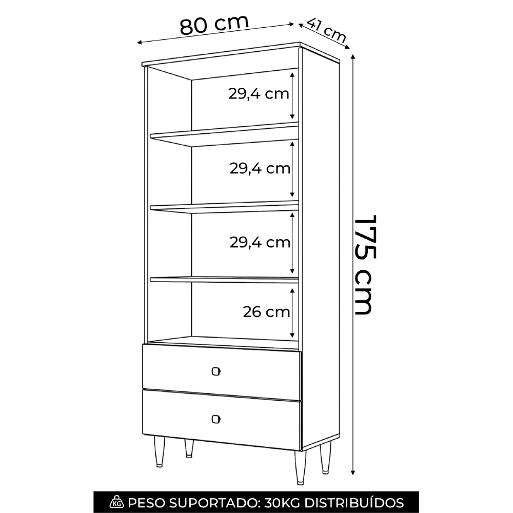 Cristaleira Porta de Vidro 80cm Pés Palito Raze Off/Nature H02 - Mpozenato