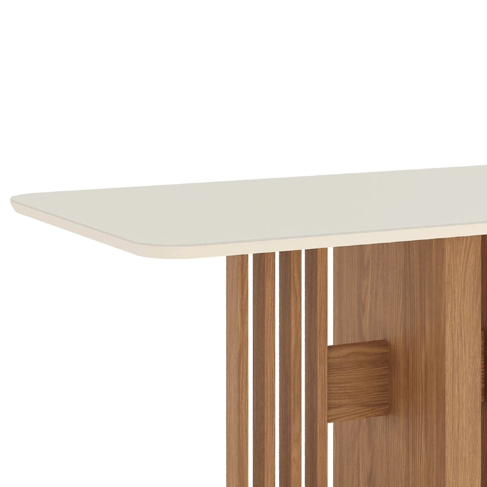Mesa de Jantar 6 Lugares 160cm Com Vidro Zinia Nature/Off H02 - Mpozenato