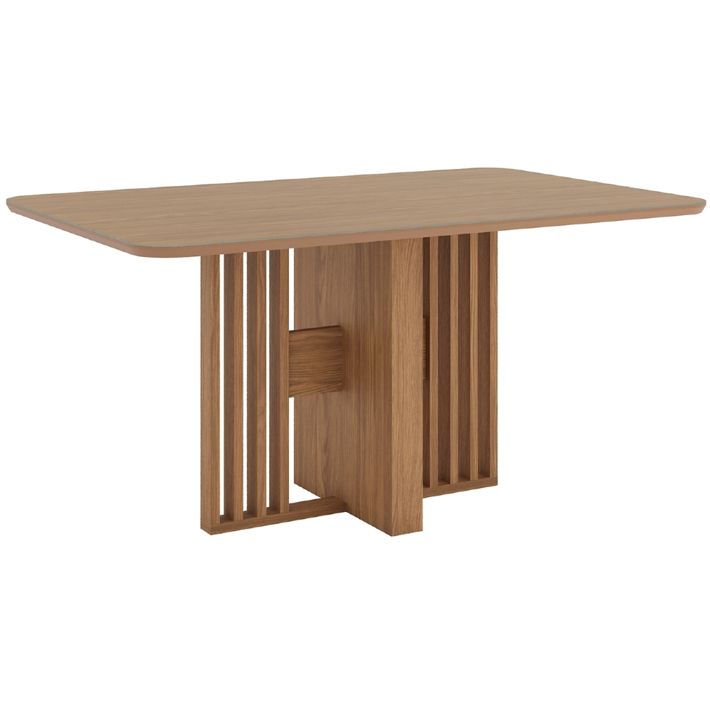 Mesa de Jantar 6 Lugares 160cm Com Vidro Zinia Nature H02 - Mpozenato
