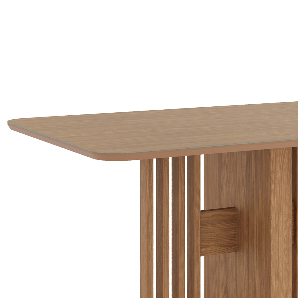 Mesa de Jantar 6 Lugares 160cm Com Vidro Zinia Nature H02 - Mpozenato