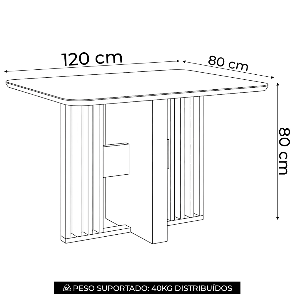 Mesa de Jantar 4 Lugares 120cm Com Vidro Zinia Nature/Off H02 - Mpozenato