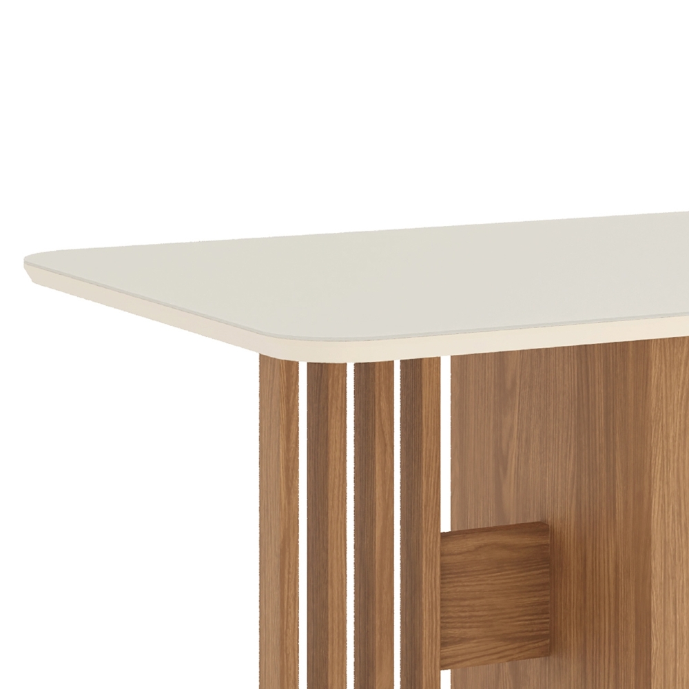Mesa de Jantar 4 Lugares 120cm Com Vidro Zinia Nature/Off H02 - Mpozenato