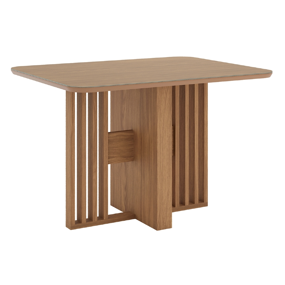 Mesa de Jantar 4 Lugares 120cm Com Vidro Zinia Nature H02 - Mpozenato