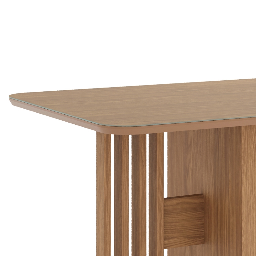 Mesa de Jantar 4 Lugares 120cm Com Vidro Zinia Nature H02 - Mpozenato