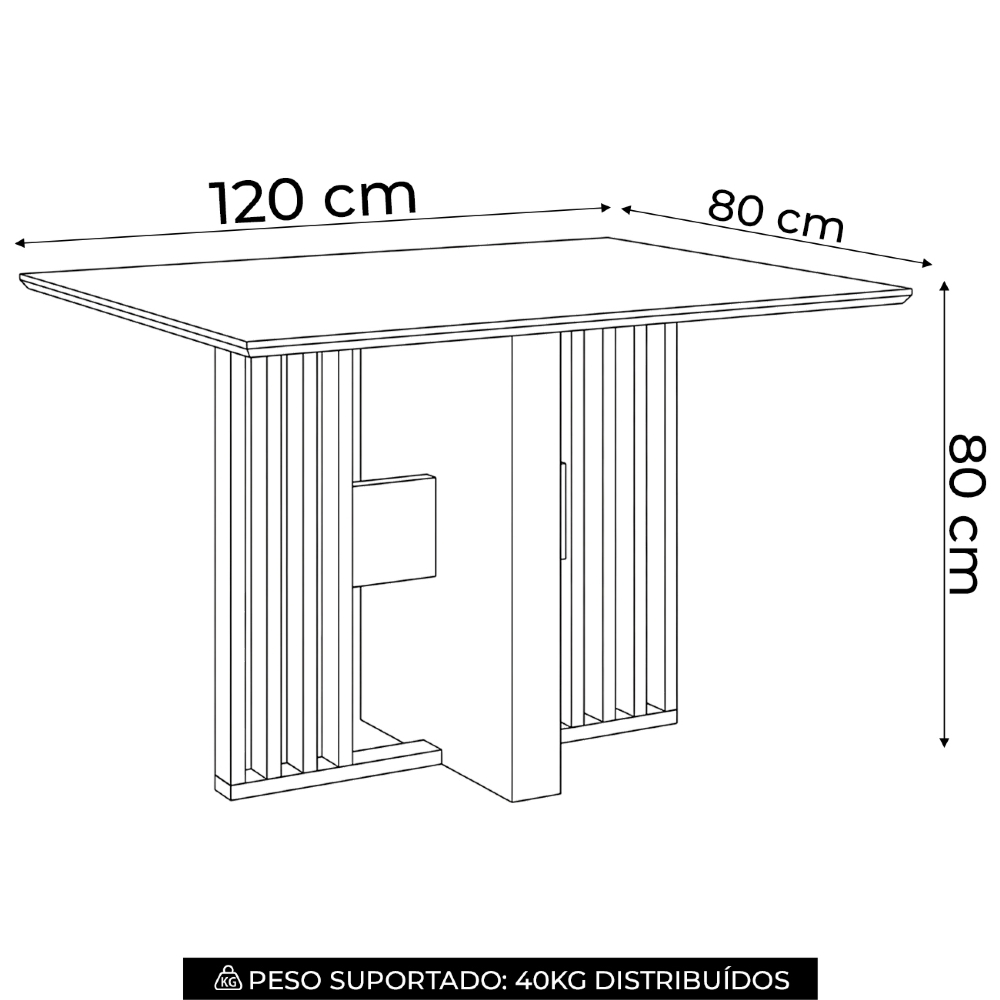 Mesa de Jantar 4 Lugares 120cm Zinia Nature/Off H02 - Mpozenato