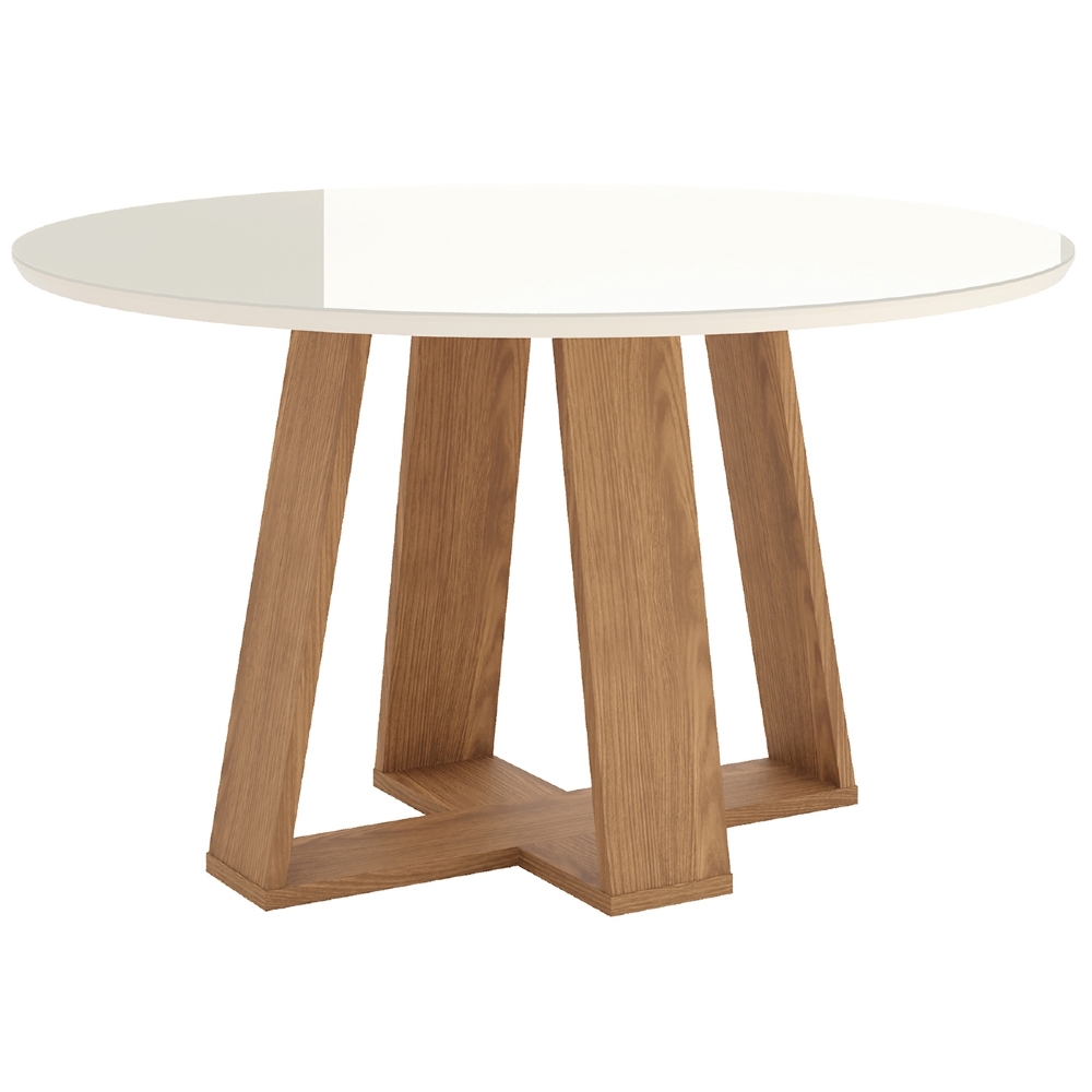 Mesa de Jantar 6 Lugares 140cm Com Vidro Lince Nature/Off H02 - Mpozenato