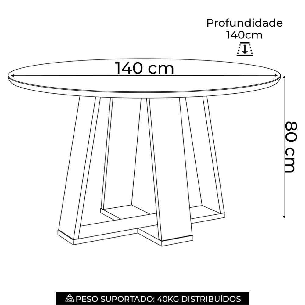 Mesa de Jantar 6 Lugares 140cm Com Vidro Lince Nature/Off H02 - Mpozenato