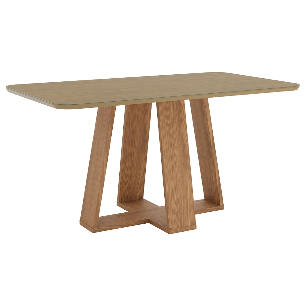 Mesa de Jantar 6 Lugares 160cm Com Vidro Lince Nature H02 - Mpozenato