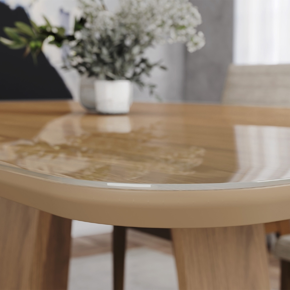 Mesa de Jantar 6 Lugares 160cm Com Vidro Lince Nature H02 - Mpozenato