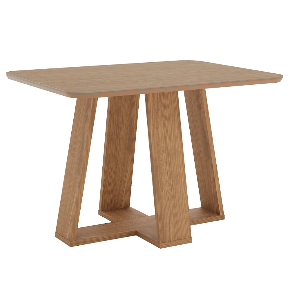 Mesa de Jantar 4 Lugares 120cm Com Vidro Lince Nature H02 - Mpozenato