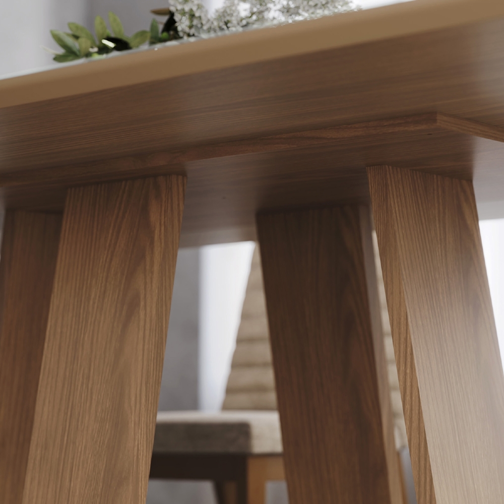 Mesa de Jantar 4 Lugares 120cm Com Vidro Lince Nature H02 - Mpozenato