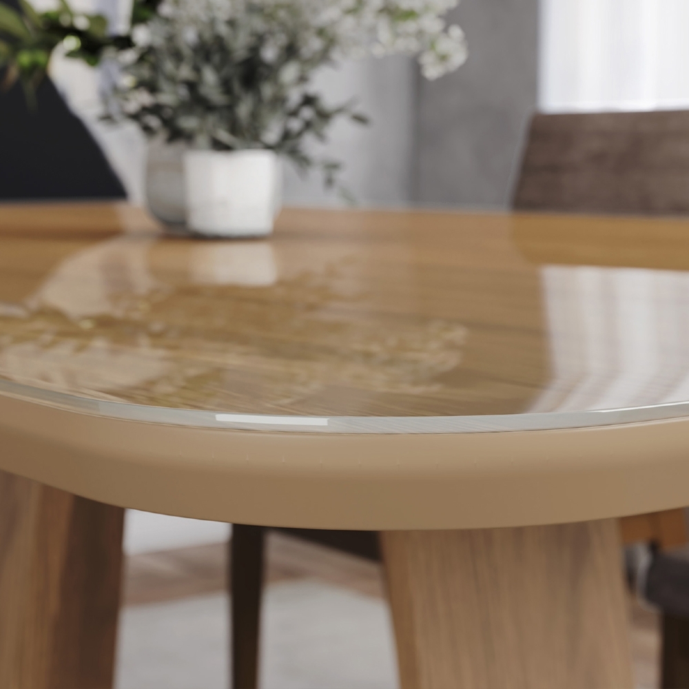 Mesa de Jantar 4 Lugares 120cm Com Vidro Lince Nature H02 - Mpozenato