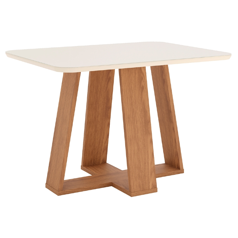 Mesa de Jantar 4 Lugares 120cm Com Vidro Lince Nature/Off H02 - Mpozenato