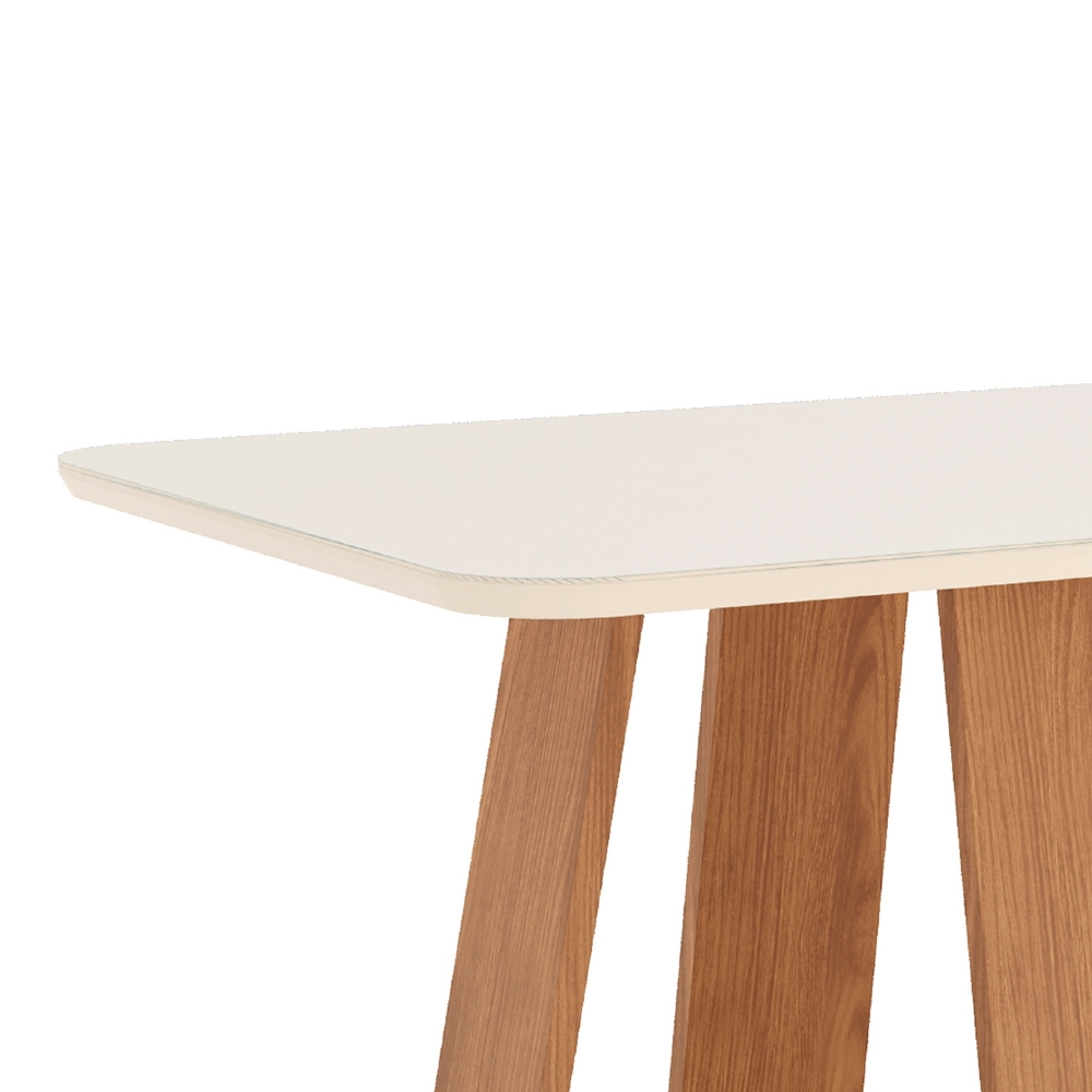 Mesa de Jantar 4 Lugares 120cm Com Vidro Lince Nature/Off H02 - Mpozenato