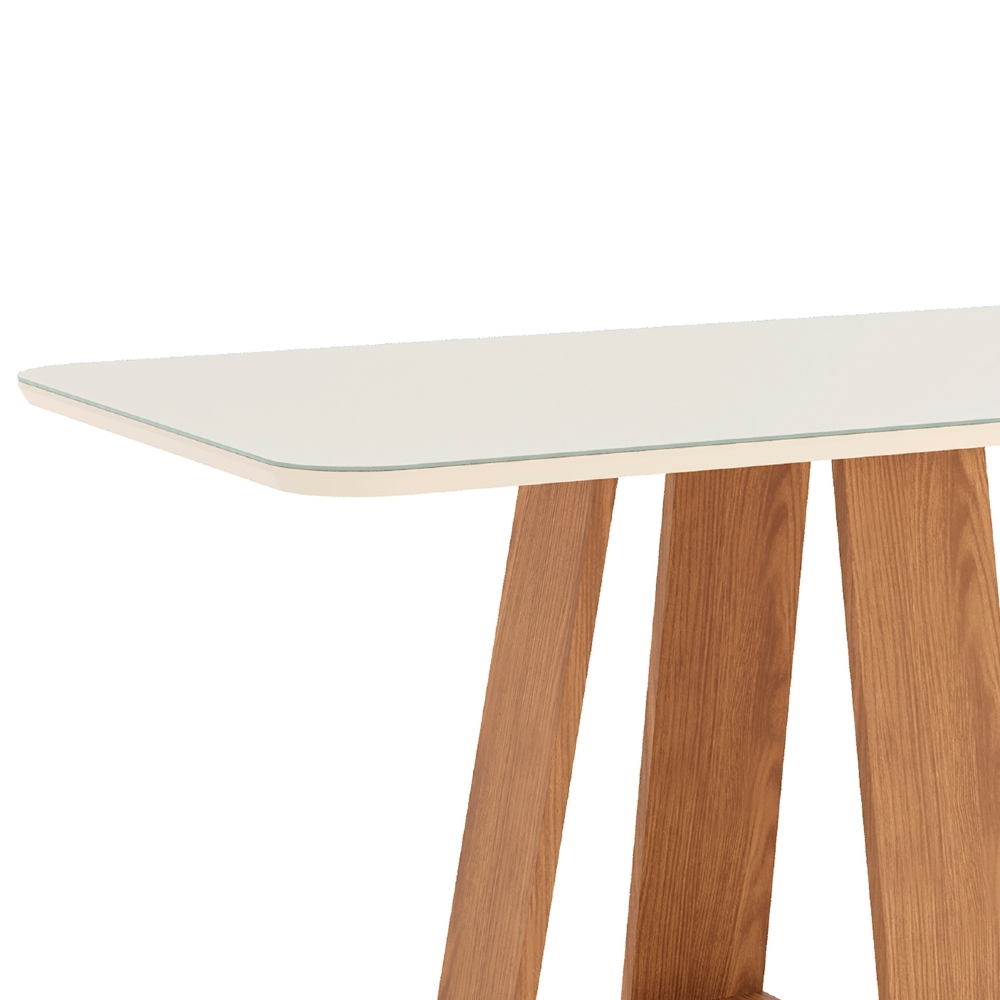 Mesa de Jantar 6 Lugares 160cm Com Vidro Lince Nature/Off H02 - Mpozenato
