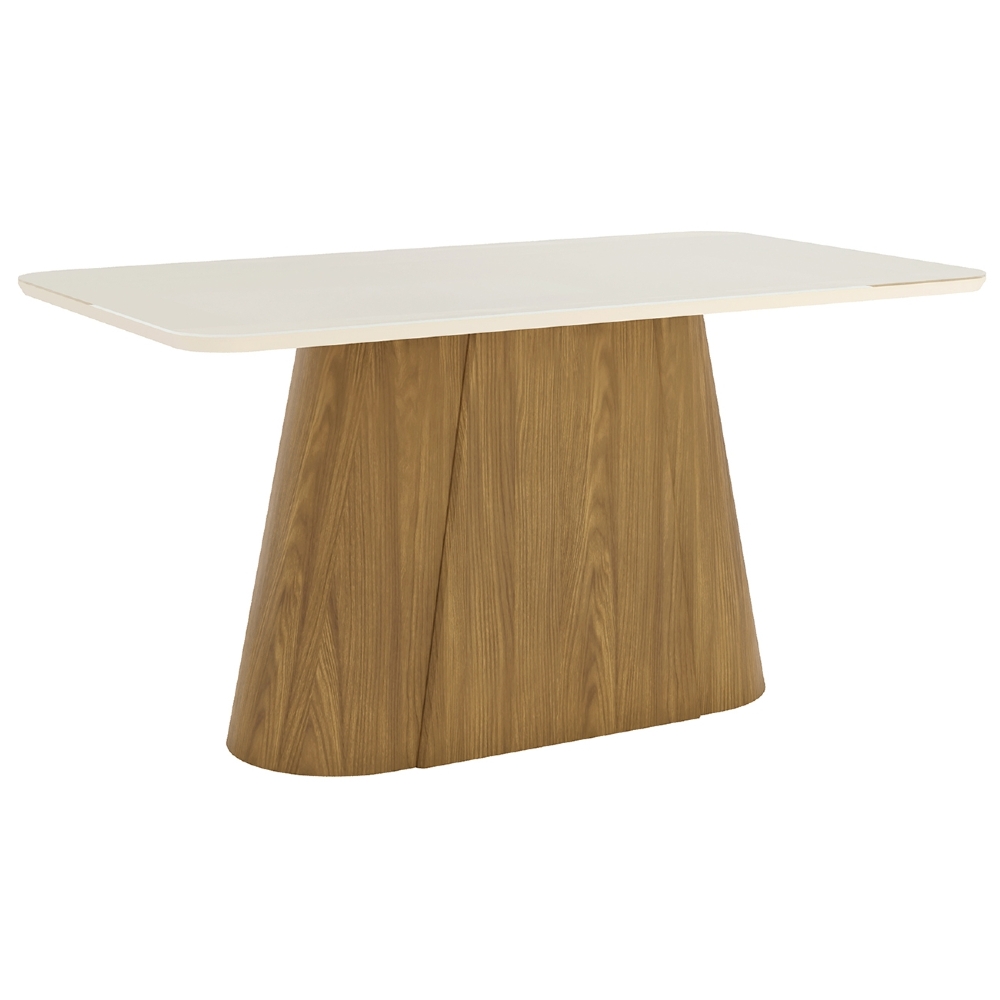Mesa de Jantar 6 Lugares 160cm Com Vidro Valt Nature/Off H02 - Mpozenato