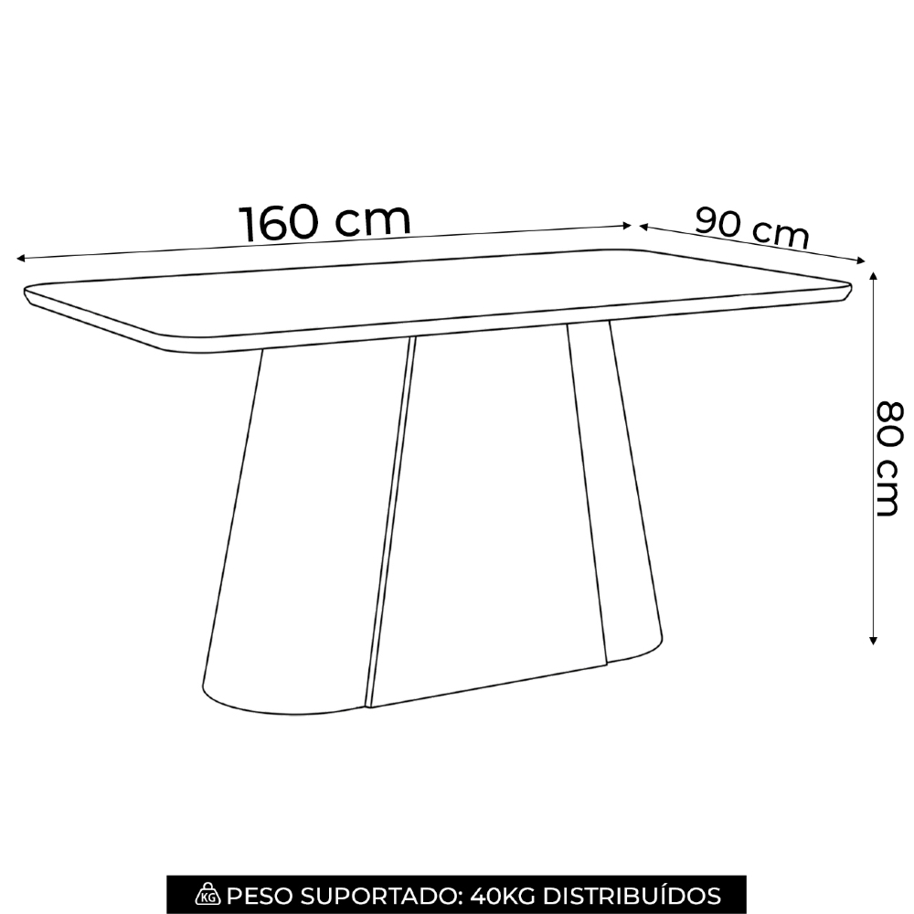Mesa de Jantar 6 Lugares 160cm Com Vidro Valt Nature/Off H02 - Mpozenato