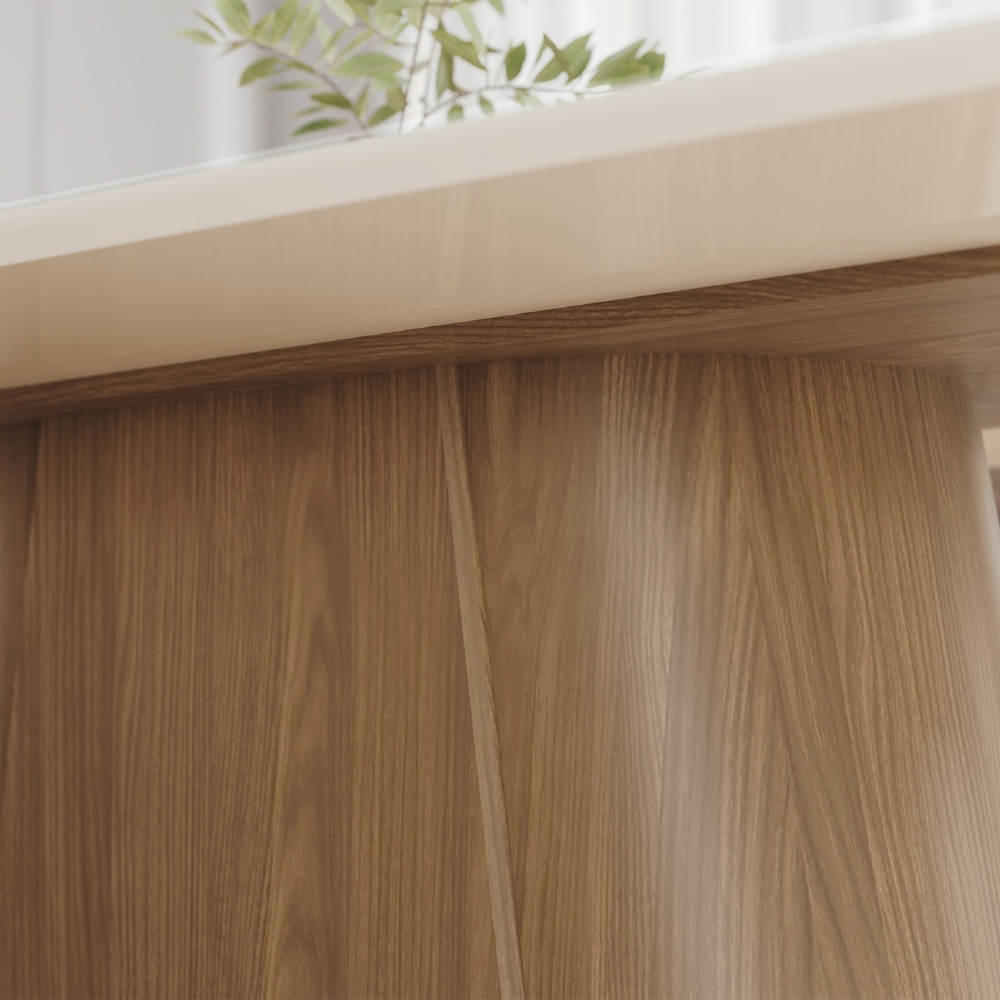 Mesa de Jantar 6 Lugares 160cm Com Vidro Valt Nature/Off H02 - Mpozenato