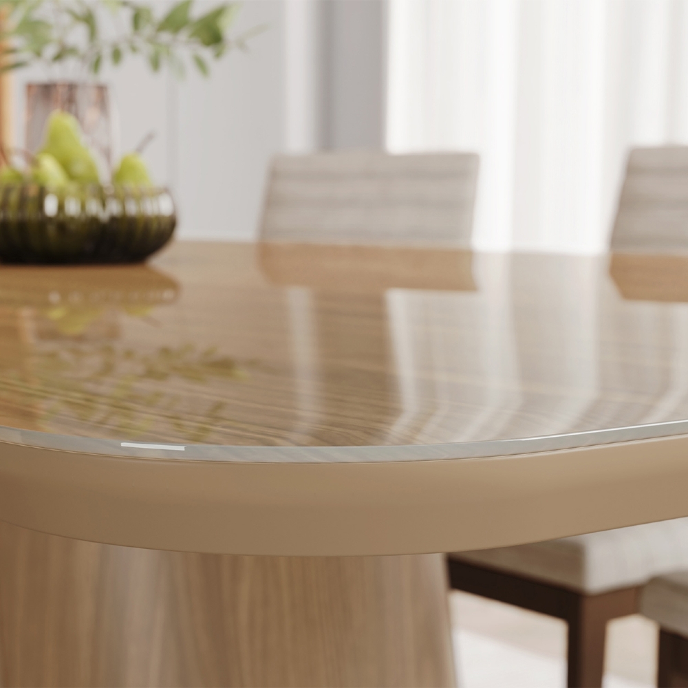 Mesa de Jantar 6 Lugares 160cm Com Vidro Valt Nature H02 - Mpozenato