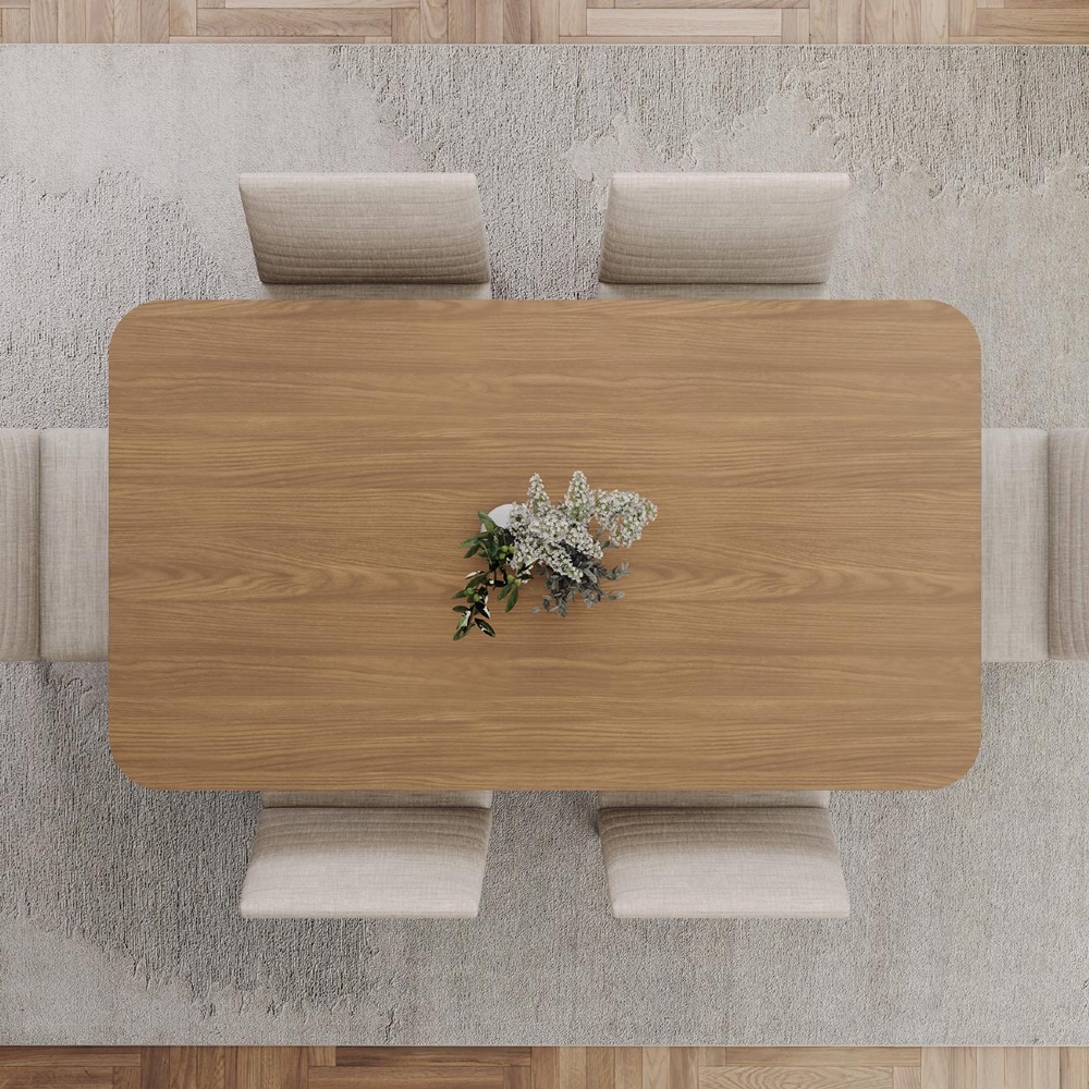 Mesa de Jantar 6 Lugares 160cm Com Vidro Valt Nature H02 - Mpozenato