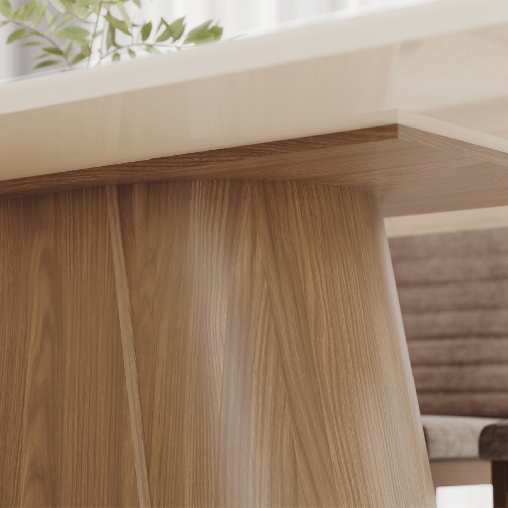 Mesa de Jantar 6 Lugares 160cm Vidro Canto Reto Valt Nature/Off H02 - Mpozenato