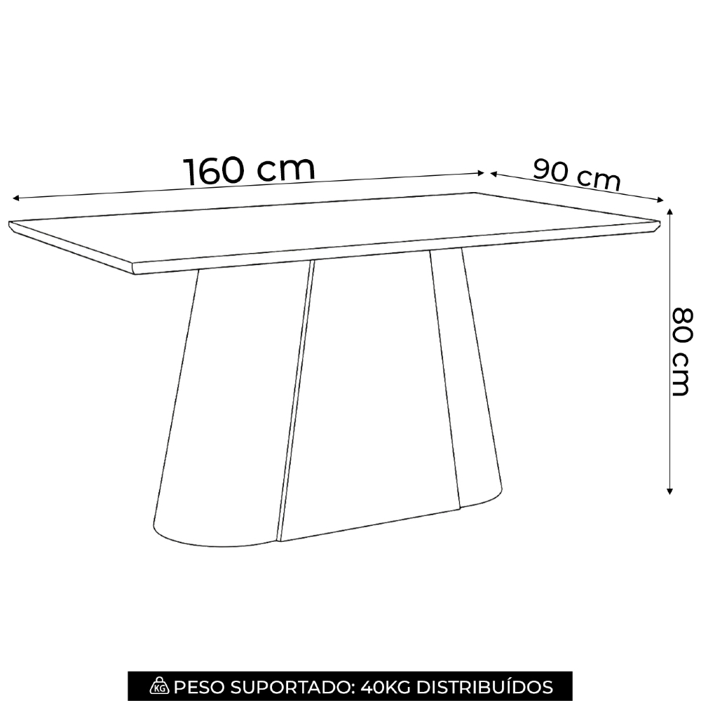 Mesa de Jantar 6 Lugares 160cm Valt Nature/Off H02 - Mpozenato