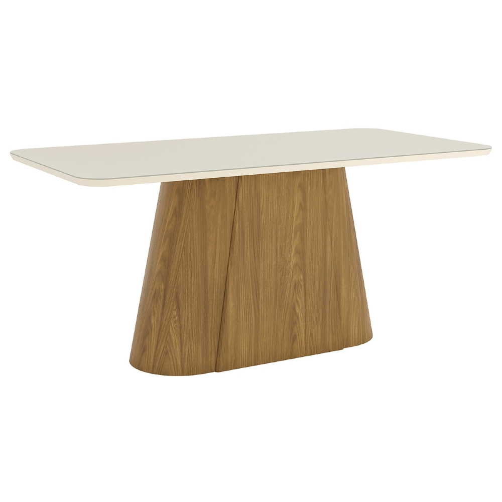 Mesa de Jantar 6 Lugares 180cm Com Vidro Valt Nature/Off H02 - Mpozenato