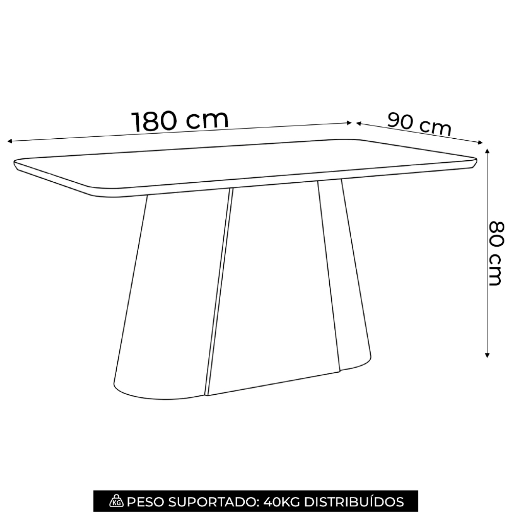 Mesa de Jantar 6 Lugares 180cm Com Vidro Valt Nature/Off H02 - Mpozenato