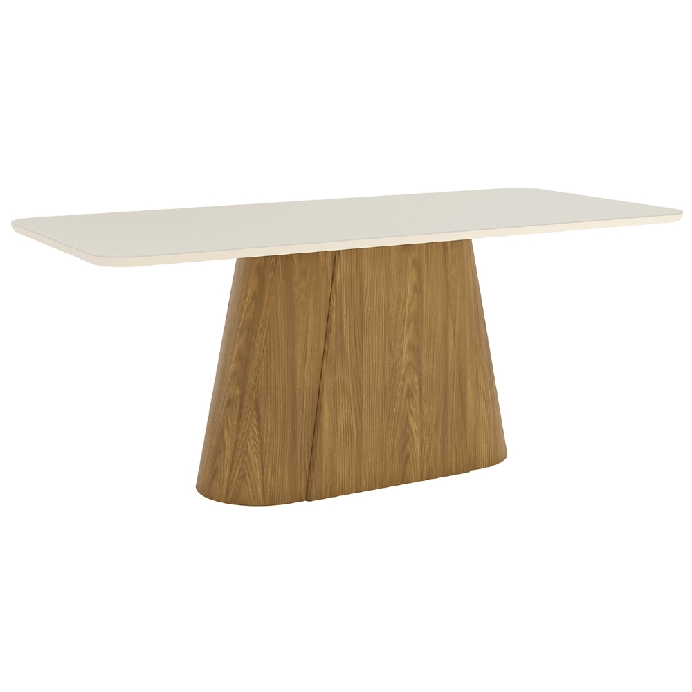 Mesa de Jantar 8 Lugares 200cm Com Vidro Valt Nature/Off H02 - Mpozenato