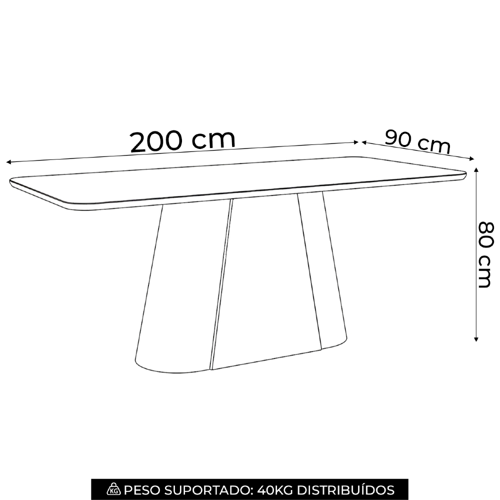 Mesa de Jantar 8 Lugares 200cm Com Vidro Valt Nature/Off H02 - Mpozenato