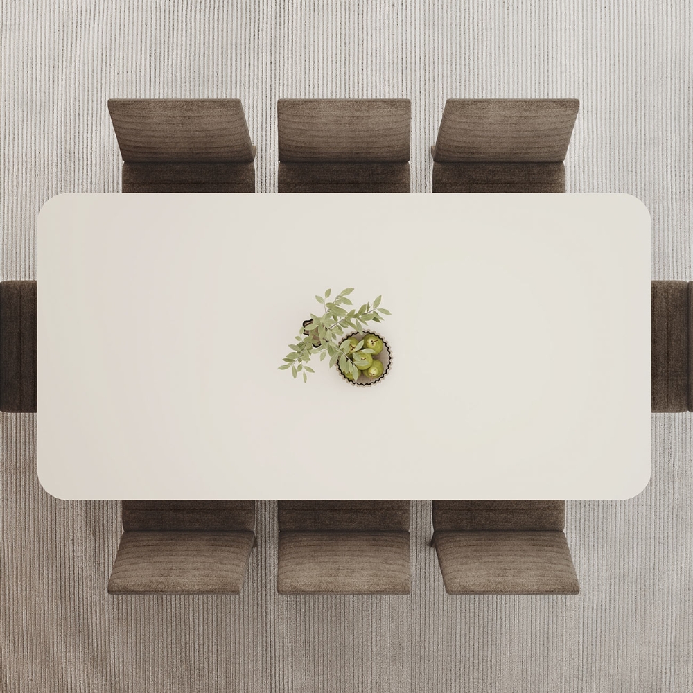 Mesa de Jantar 8 Lugares 200cm Com Vidro Valt Nature/Off H02 - Mpozenato