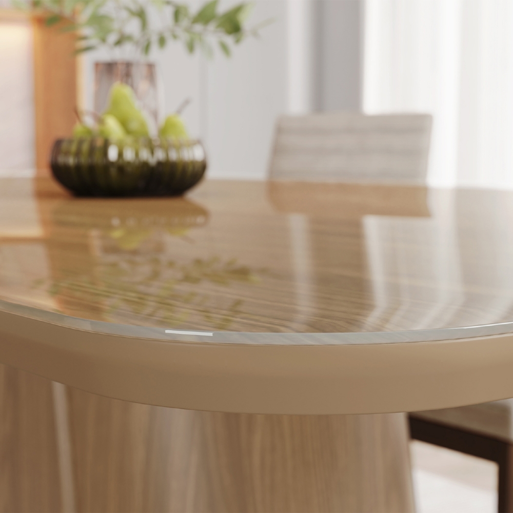 Mesa de Jantar 8 Lugares 200cm Com Vidro Valt Nature H02 - Mpozenato