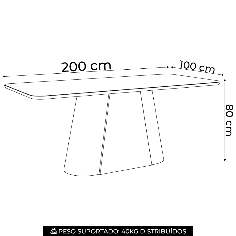 Mesa de Jantar 8 Lugares 200cm Com Vidro Valt Nature H02 - Mpozenato