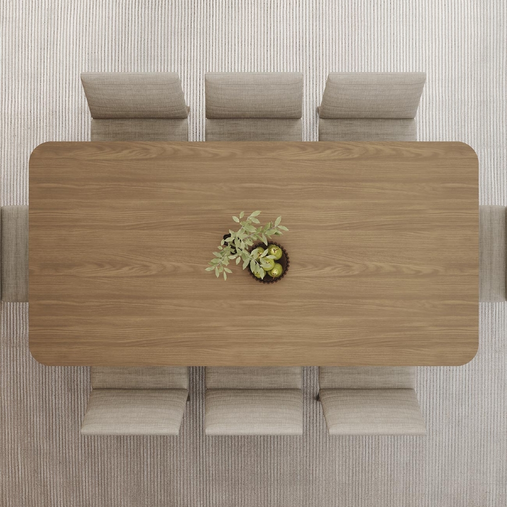 Mesa de Jantar 8 Lugares 200cm Com Vidro Valt Nature H02 - Mpozenato