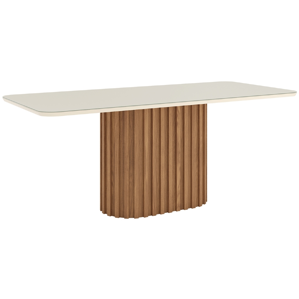 Mesa de Jantar 8 Lugares 200cm Com Vidro Clarice Nature/Off H02 - Mpozenato