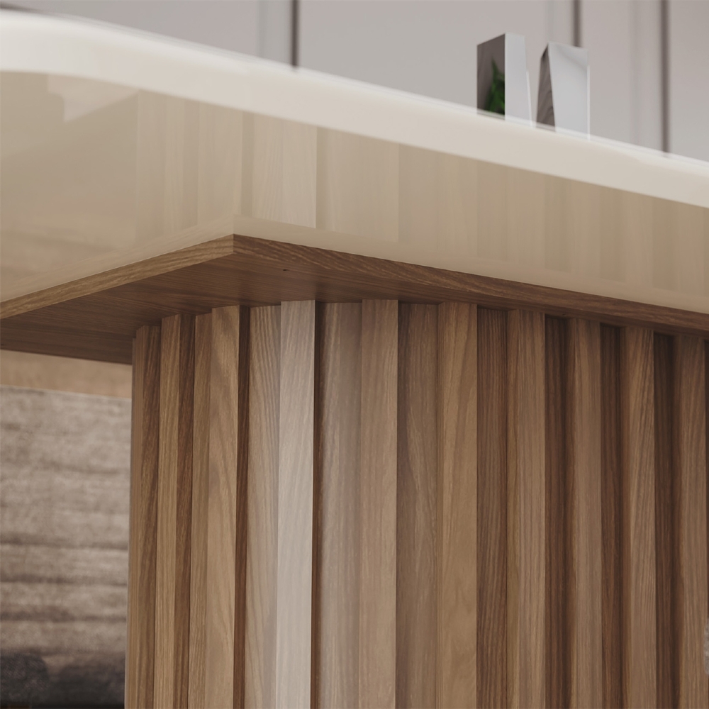 Mesa de Jantar 6 Lugares 160cm Vidro Canto Reto Clarice Nature/Off H02 - Mpozenato