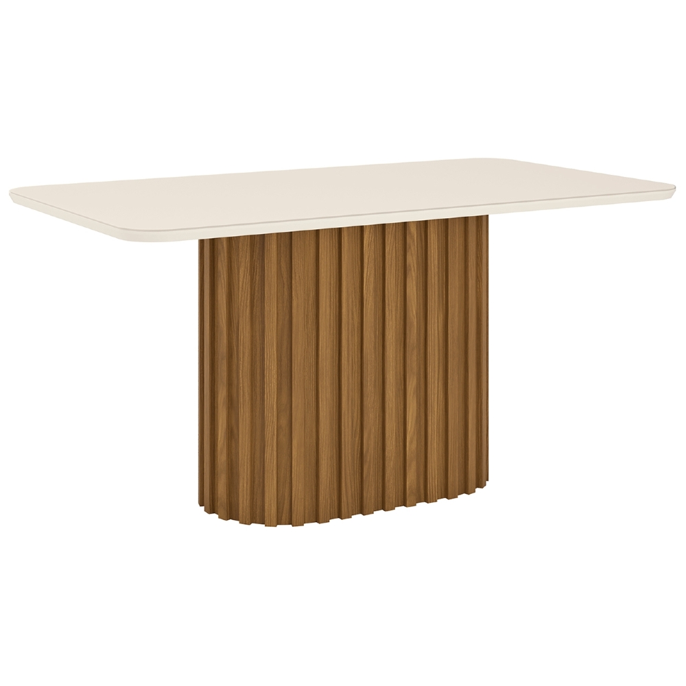 Mesa de Jantar 6 Lugares 160cm Com Vidro Clarice Nature/Off H02 - Mpozenato