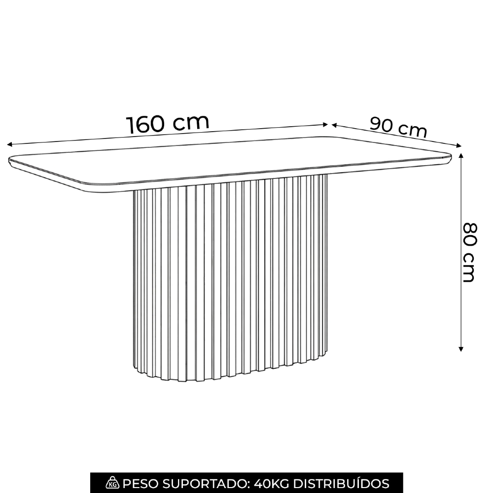 Mesa de Jantar 6 Lugares 160cm Com Vidro Clarice Nature/Off H02 - Mpozenato